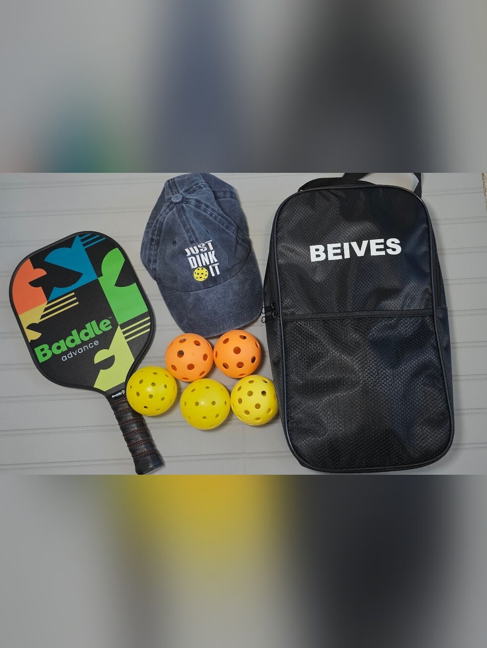 Pickleball Gear Bundle - Baddle Advance Paddle, Beives Bag, Hat & 5 Balls
